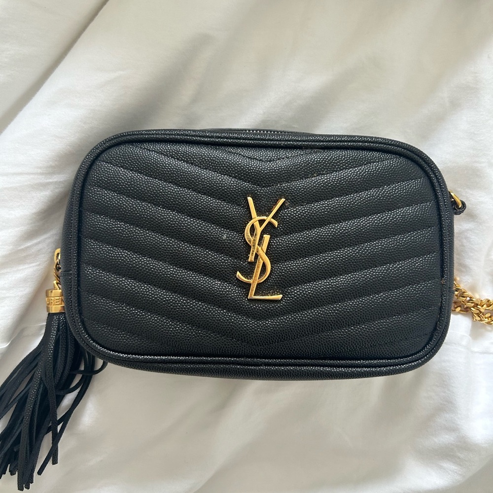 Lou Mini YSL Camera Bag in Smooth Quilted Leather